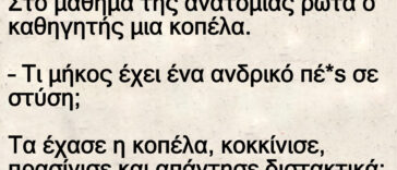 Στο μάθημα της ανατομίας ρωτά ο καθηγητής μια κοπέλα