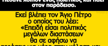 Ανέκδοτο: Πέθανε λοιπόν ένας πολιτικός και πάει στον παράδεισο.